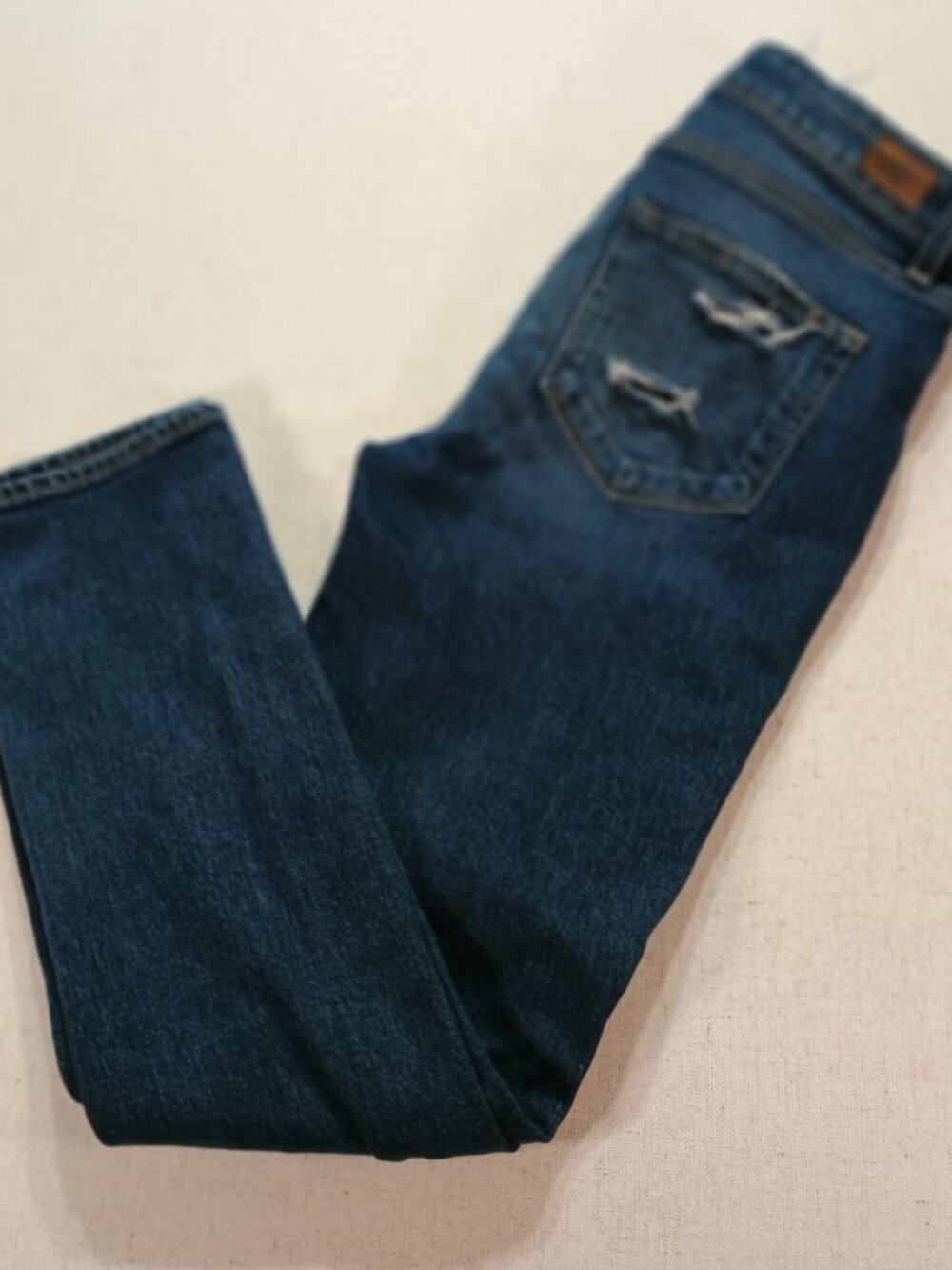 Paige Blue Distressed Skinny Jeans Size 27 Medium Wash Denim Designer